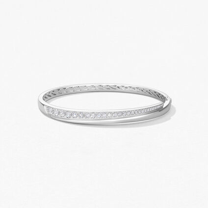 Vela Crossover Bangle, 18K White Gold, large