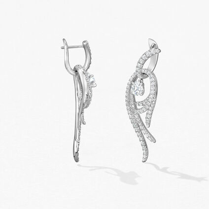 Vela Twisted Drop Earrings, Small, 18K White Gold, large