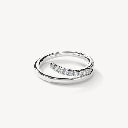 VELA French Cut Pavé Diamond Ring, 18K White Gold, large